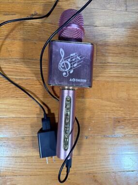 DASEN Rose Gold Wireless Bluetooth Karaoke Microphone Speaker USB Rechargeable